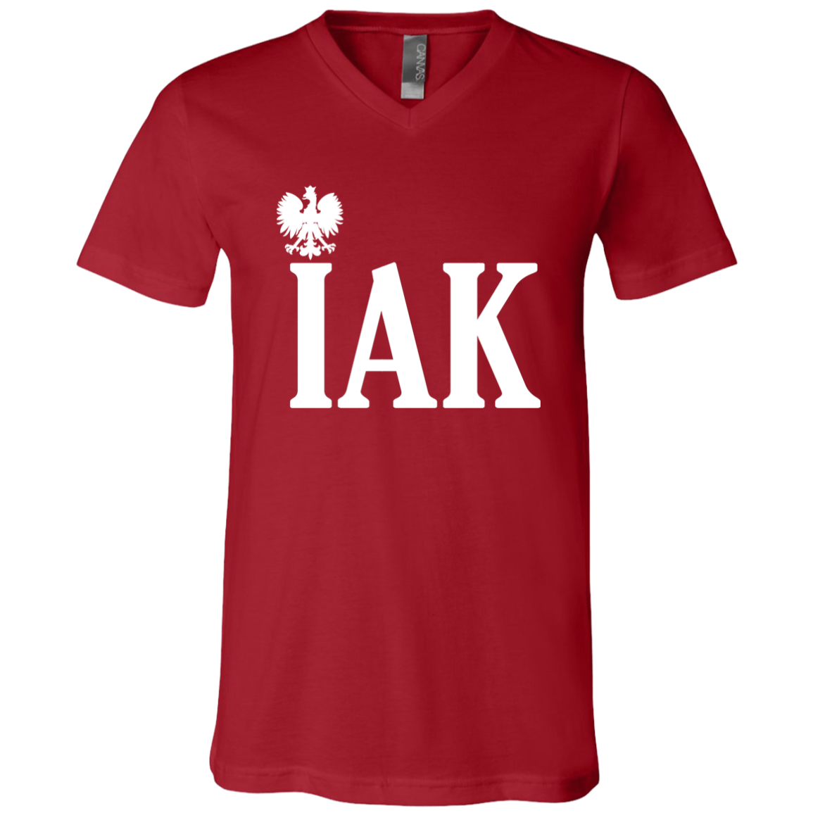 IAK Polish Surname Ending Apparel CustomCat 3005 Unisex Jersey SS V-Neck T-Shirt Canvas Red X-Small