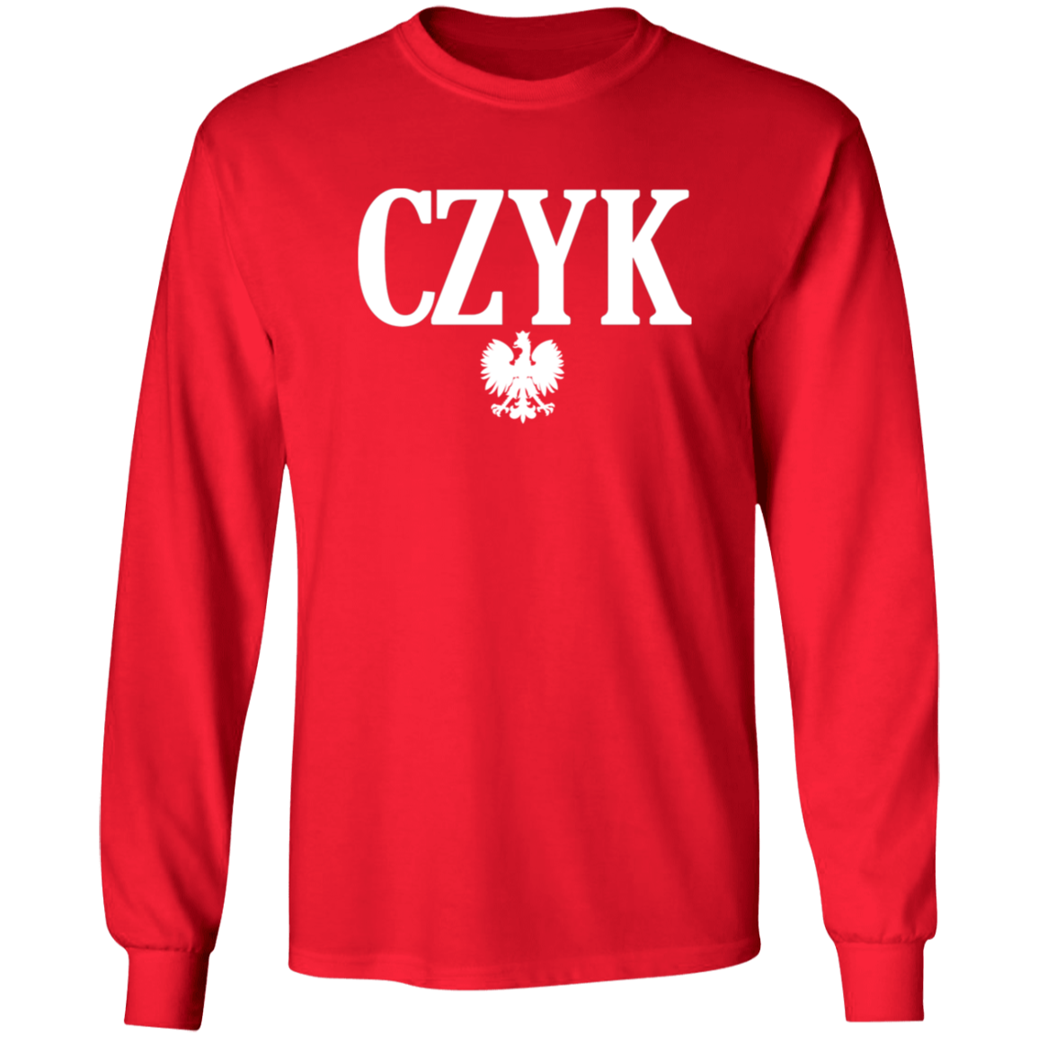 CZYK Polish Surname Ending Apparel CustomCat G540 LS T-Shirt Red S