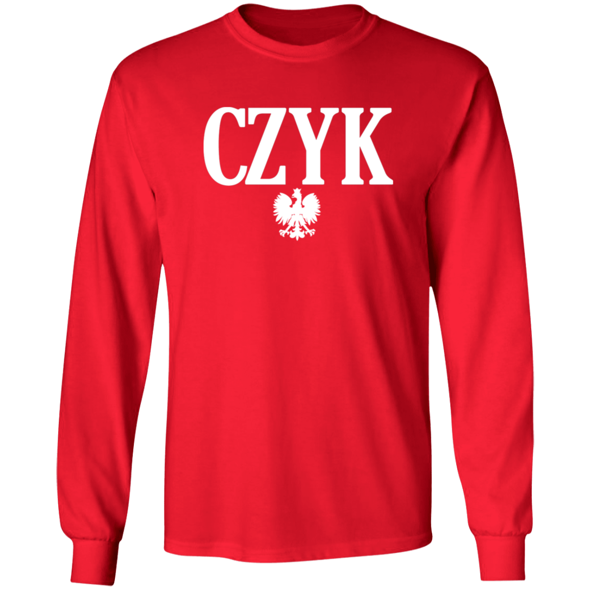 CZYK Polish Surname Ending Apparel CustomCat G240 LS Ultra Cotton T-Shirt Red S