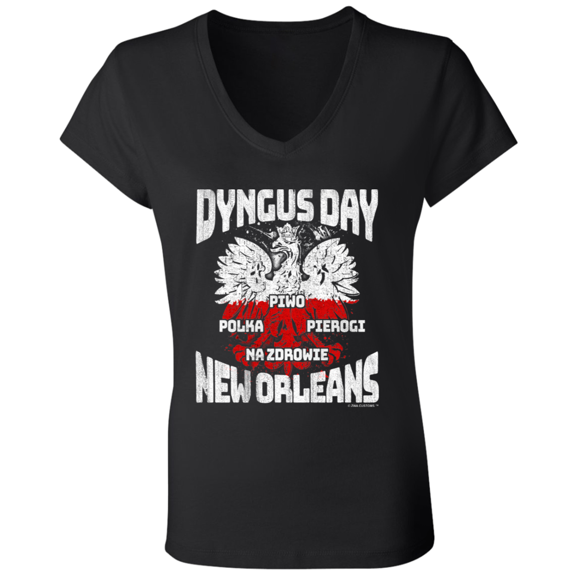 Dyngus Day New Orleans Apparel CustomCat B6005 Ladies' Jersey V-Neck T-Shirt Black S