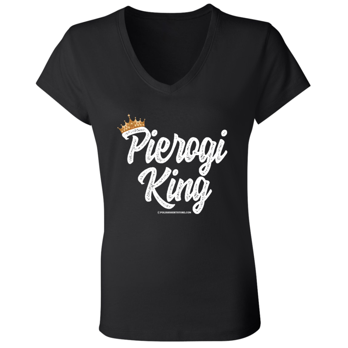 Pierogi King T-Shirt Apparel CustomCat B6005 Ladies' Jersey V-Neck T-Shirt Black S