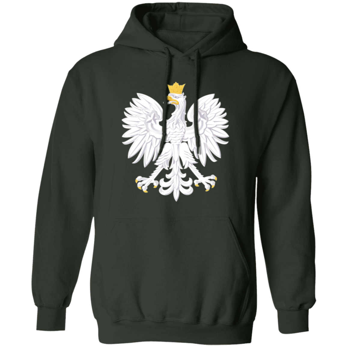 Polish Eagle Hoodie Sweatshirts CustomCat Forest Green S 