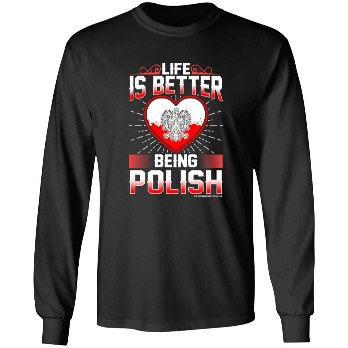 Life Is Better Being Polish Apparel CustomCat G240 LS Ultra Cotton T-Shirt Black S