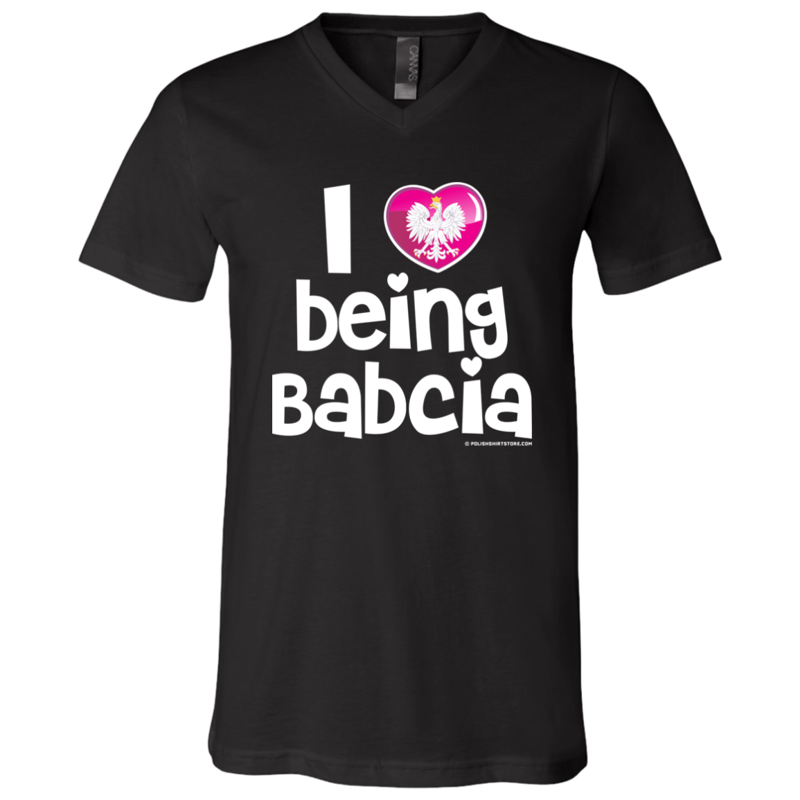 I Love Being Babcia Apparel CustomCat 3005 Unisex Jersey SS V-Neck T-Shirt Black X-Small