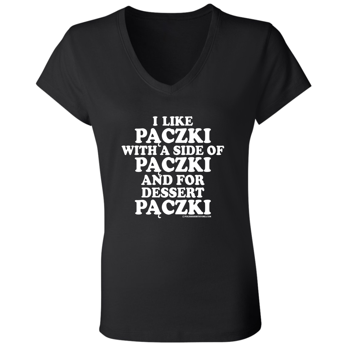 Paczki With A Side Of Paczki Apparel CustomCat B6005 Ladies' Jersey V-Neck T-Shirt Black S
