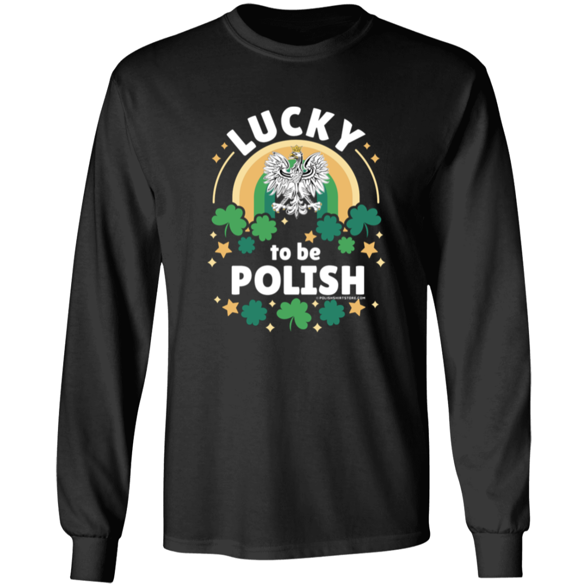 Lucky To Be Polish Apparel CustomCat G240 LS Ultra Cotton T-Shirt Black S