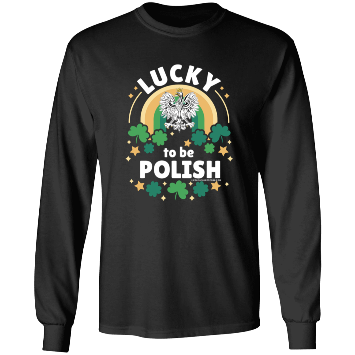 Lucky To Be Polish Apparel CustomCat G540 LS T-Shirt Black S