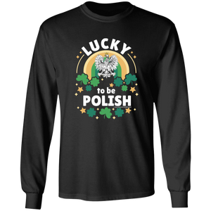 Lucky To Be Polish - G240 LS Ultra Cotton T-Shirt / Black / S - Polish Shirt Store