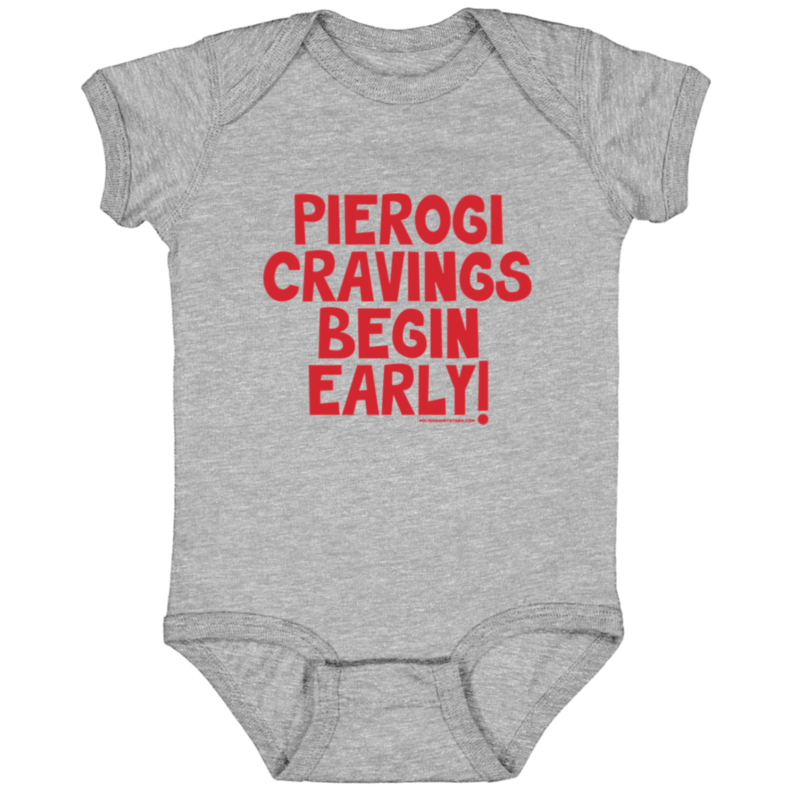 Pierogi Cravings Begin Early Infant Bodysuit Baby CustomCat Heather Grey Newborn 