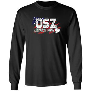 OSZ Surname With Polish Parts - G240 Gildan LS Ultra Cotton T-Shirt / Black / S - Polish Shirt Store