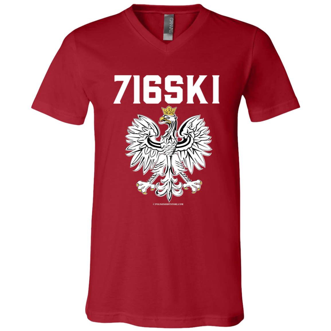 716SKI Apparel CustomCat 3005 Unisex Jersey SS V-Neck T-Shirt Canvas Red X-Small