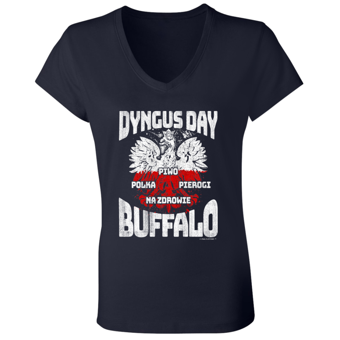 Dyngus Day Buffalo New York Apparel CustomCat B6005 Ladies' Jersey V-Neck T-Shirt Navy S