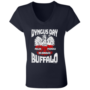 Dyngus Day Buffalo New York - B6005 Ladies' Jersey V-Neck T-Shirt / Navy / S - Polish Shirt Store