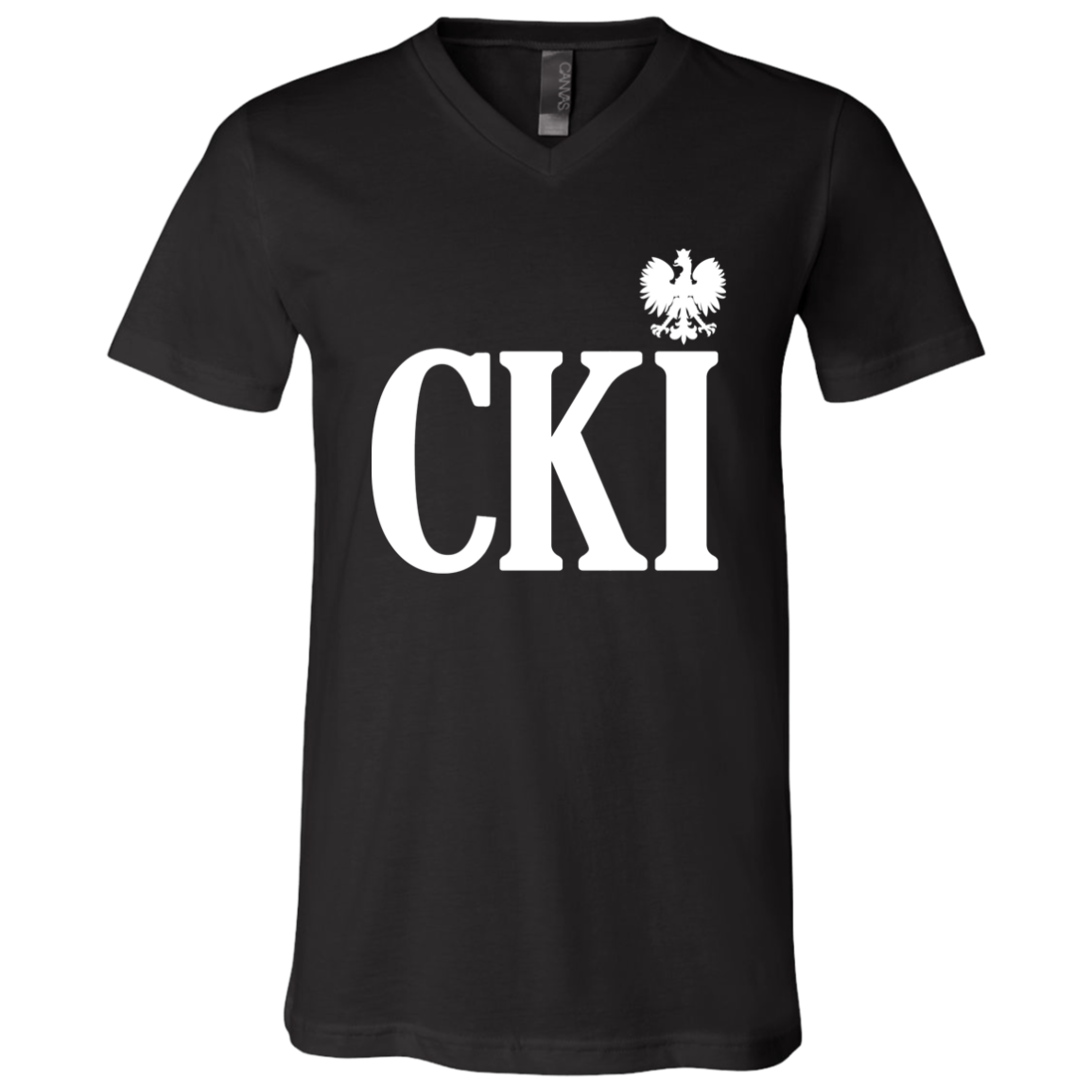 CKI Polish Surname Ending Apparel CustomCat 3005 Unisex Jersey SS V-Neck T-Shirt Black X-Small