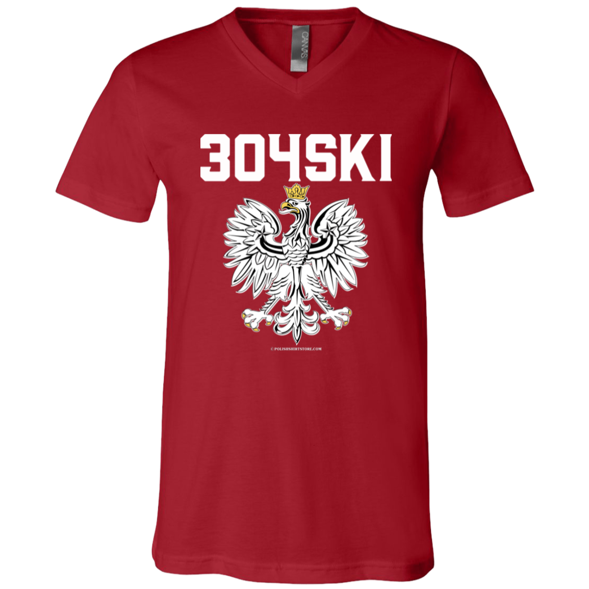 304SKI Apparel CustomCat 3005 Unisex Jersey SS V-Neck T-Shirt Canvas Red X-Small