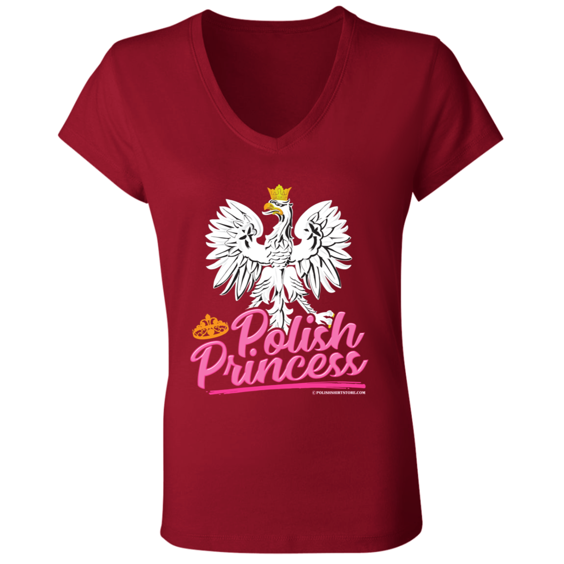 Polish Princess V-Neck T-Shirt T-Shirts CustomCat Red S 