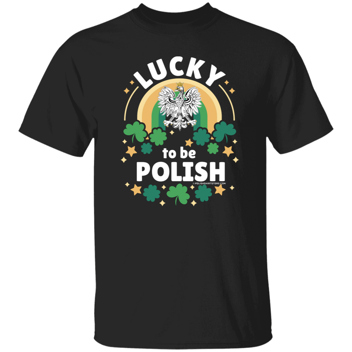 Lucky To Be Polish Apparel CustomCat G500 5.3 oz. T-Shirt Black S