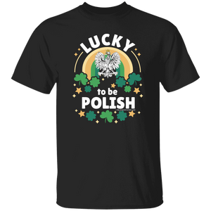 Lucky To Be Polish - G500 5.3 oz. T-Shirt / Black / S - Polish Shirt Store