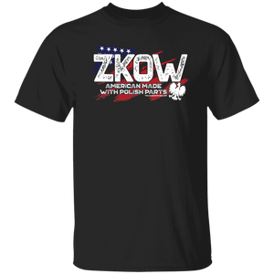 ZKOW Surname With Polish Parts - G500 5.3 oz. T-Shirt / Black / S - Polish Shirt Store