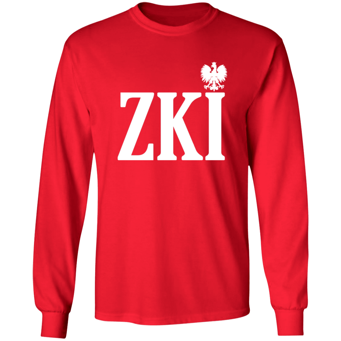 ZKI Polish Surname Ending Apparel CustomCat G540 LS T-Shirt Red S