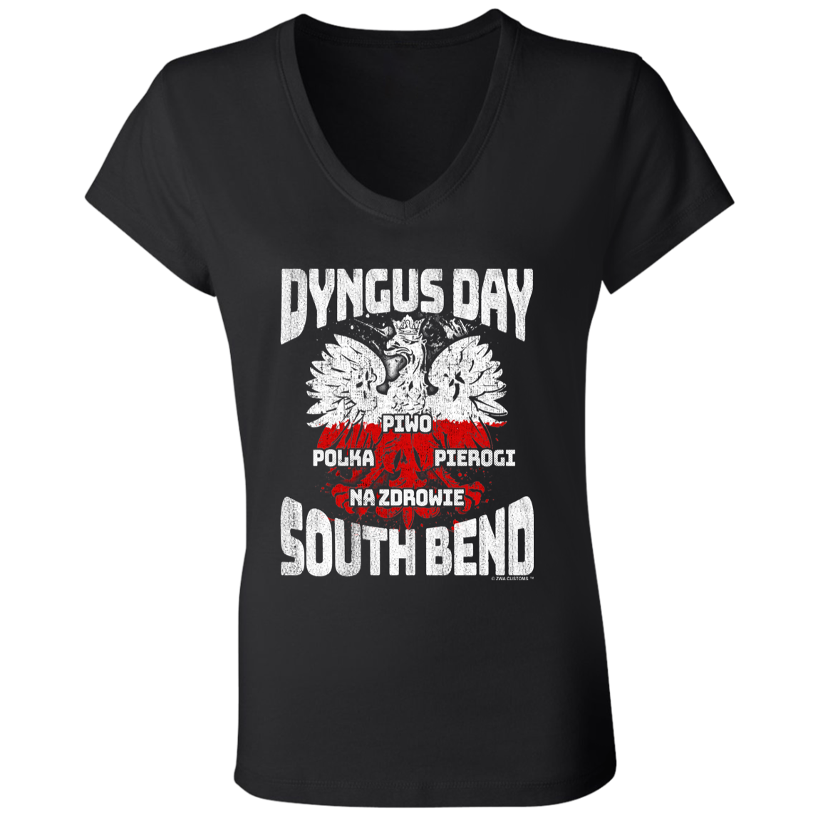Dyngus Day South Bend Apparel CustomCat B6005 Ladies' Jersey V-Neck T-Shirt Black S