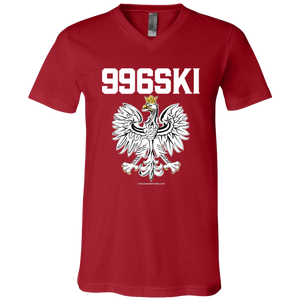 996SKI - 3005 Unisex Jersey SS V-Neck T-Shirt / Canvas Red / X-Small - Polish Shirt Store