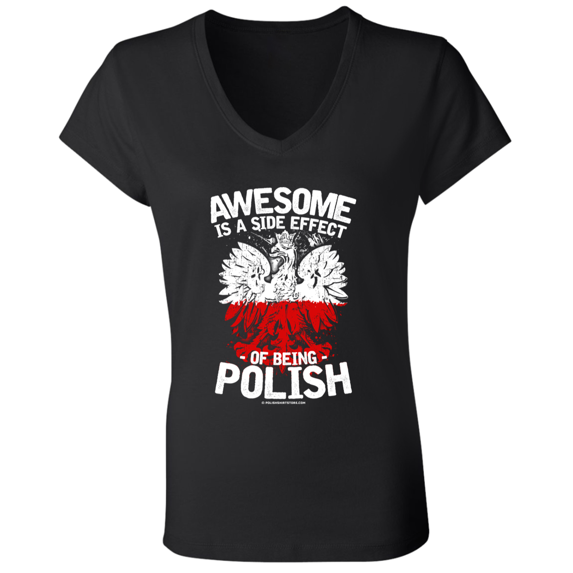 Awesome Is A Side Effect Of Being Polish Apparel CustomCat B6005 Ladies' Jersey V-Neck T-Shirt Black S