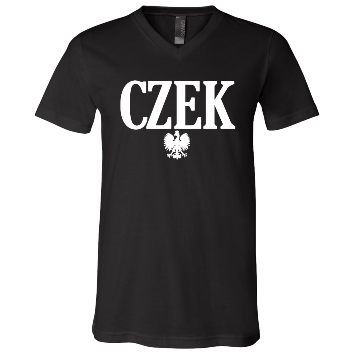 CZEK Polish Surname Ending Apparel CustomCat 3005 Unisex Jersey SS V-Neck T-Shirt Black X-Small