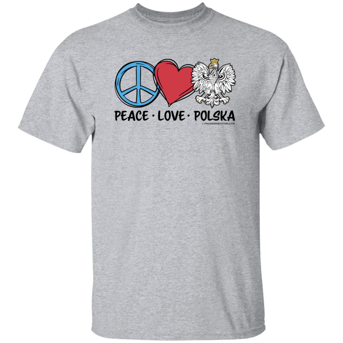 Peace Love Polska T-Shirts CustomCat Sport Grey S 