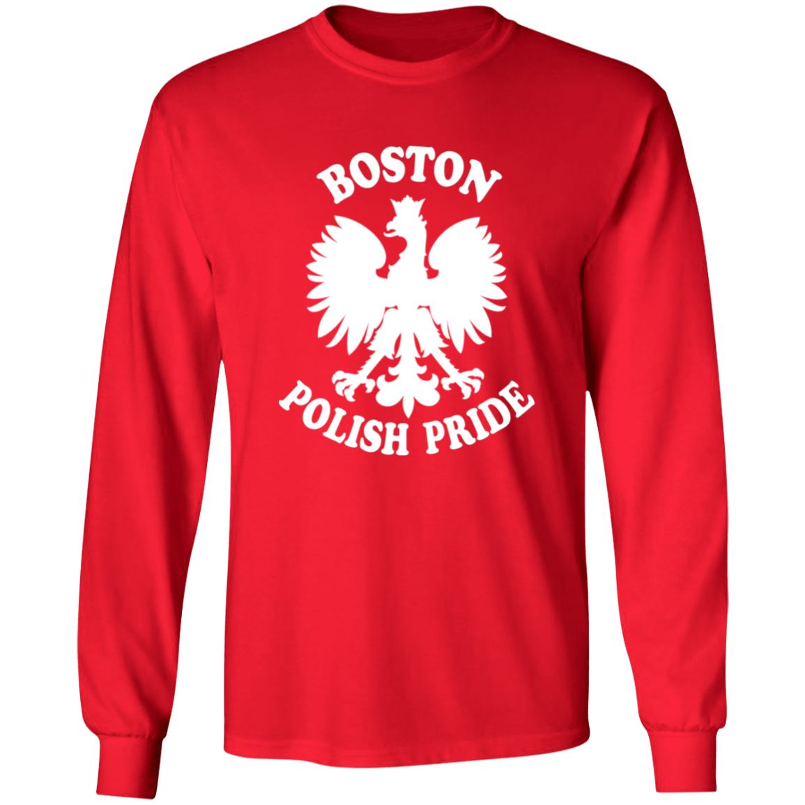 Boston Polish Pride Apparel CustomCat G240 LS Ultra Cotton T-Shirt Red S