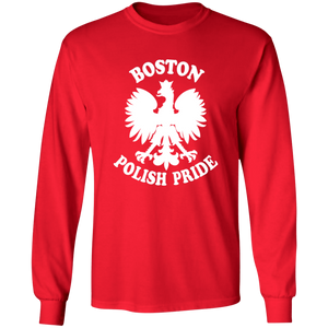 Boston Polish Pride - G240 LS Ultra Cotton T-Shirt / Red / S - Polish Shirt Store