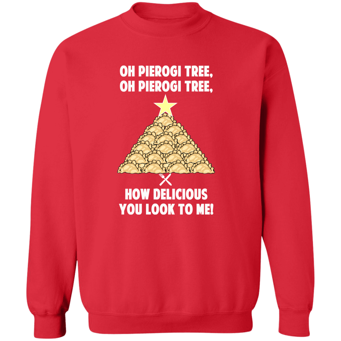 Oh Pierogi Tree Sweatshirt - The Original Sweatshirts CustomCat Red S 