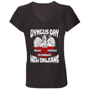 Dyngus Day New Orleans - B6005 Ladies' Jersey V-Neck T-Shirt / Dark Grey Heather / S - Polish Shirt Store