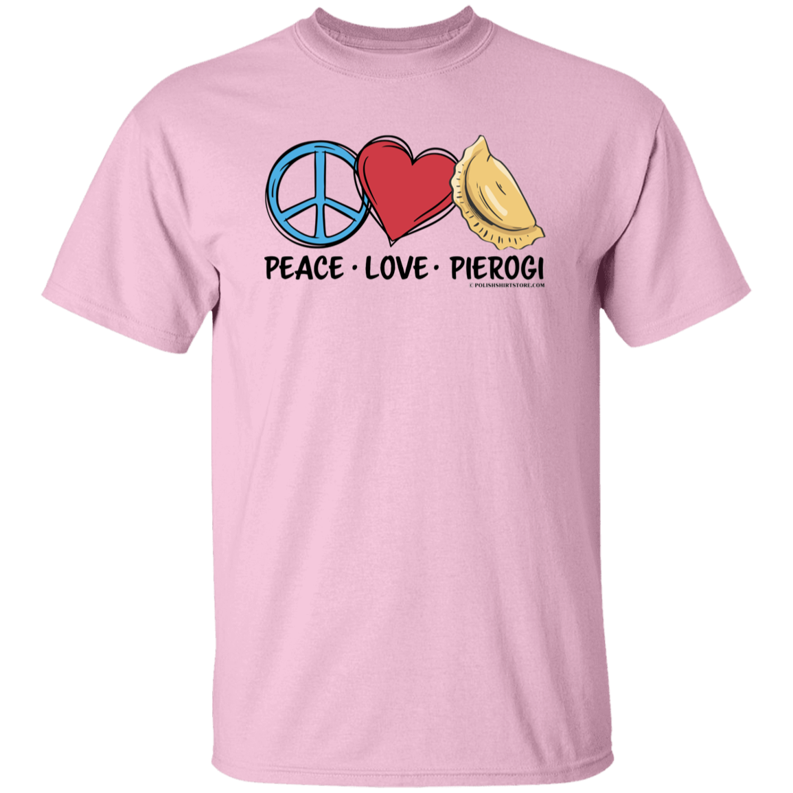 Peace Love Pierogi T-Shirts CustomCat Light Pink S 