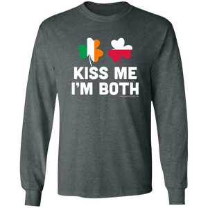 Kiss Me Im Both - G240 LS Ultra Cotton T-Shirt / Dark Heather / S - Polish Shirt Store