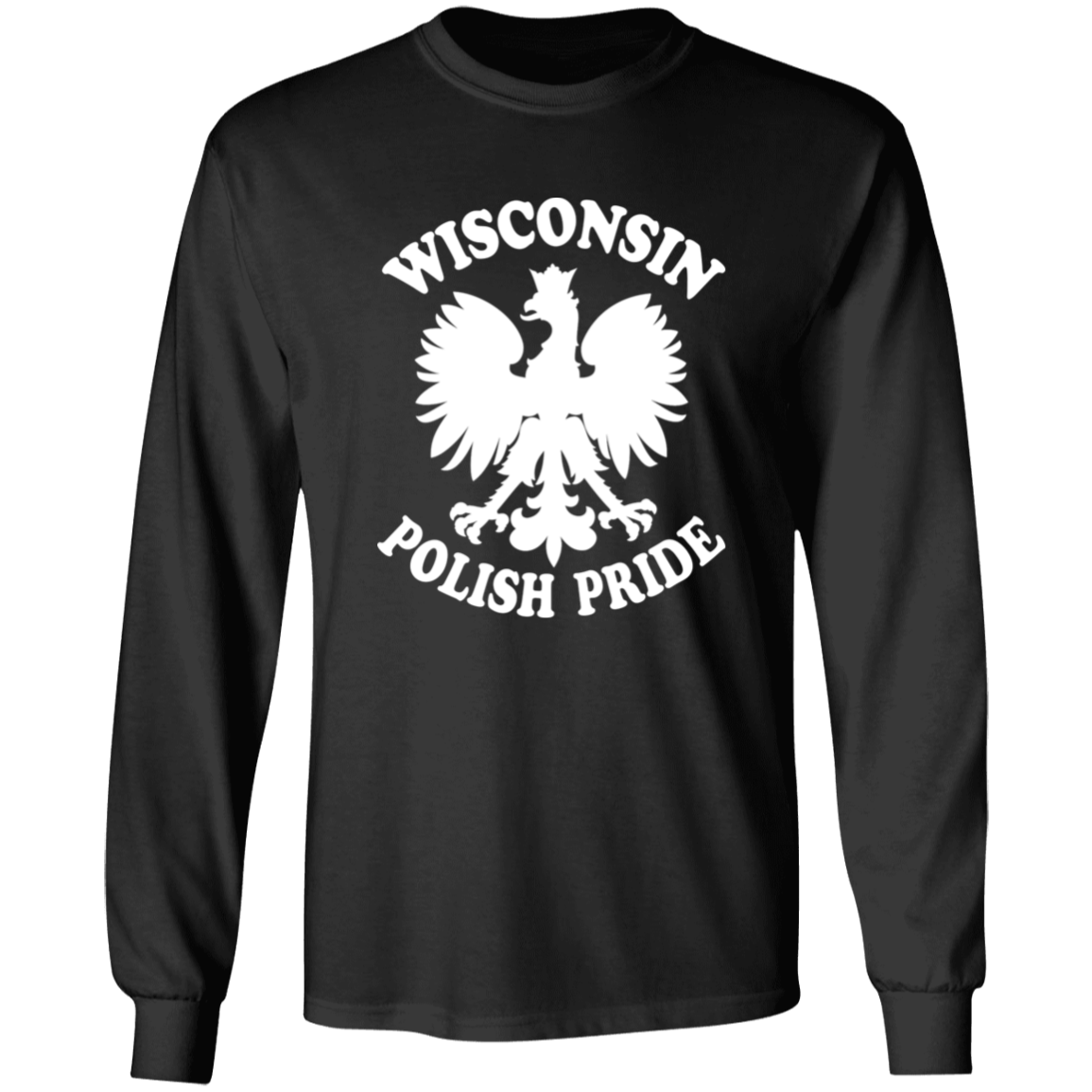 Wisconsin Polish Pride Apparel CustomCat G240 LS Ultra Cotton T-Shirt Black S