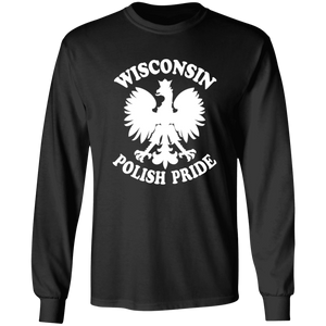 Wisconsin Polish Pride - G240 LS Ultra Cotton T-Shirt / Black / S - Polish Shirt Store