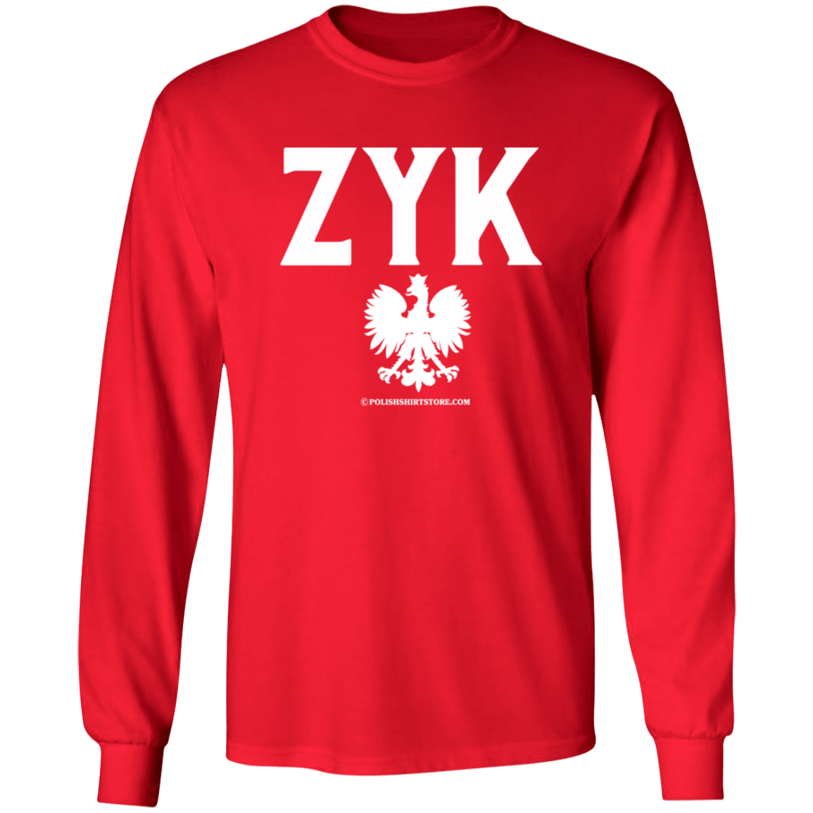 Polish Surname Ending in ZYK Apparel CustomCat G540 LS T-Shirt Red S