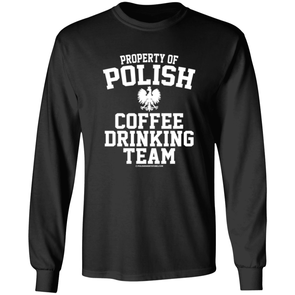 Property of Polish Coffee Drinking Team Apparel CustomCat G540 LS T-Shirt Black S