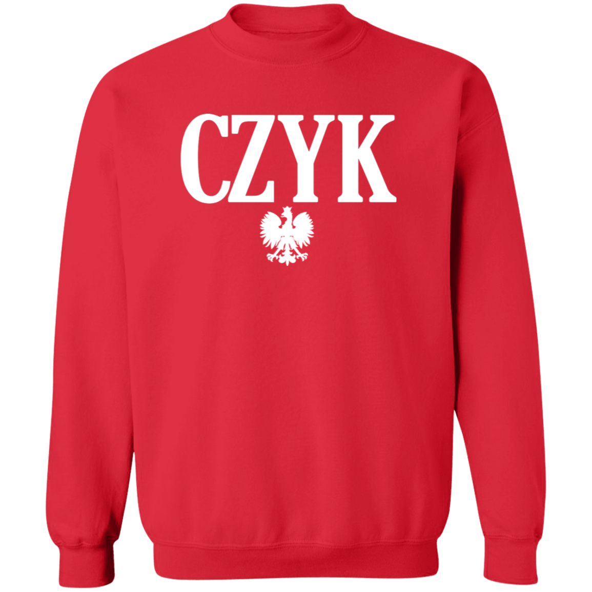 CZYK Polish Surname Ending Apparel CustomCat G180 Crewneck Pullover Sweatshirt Red S