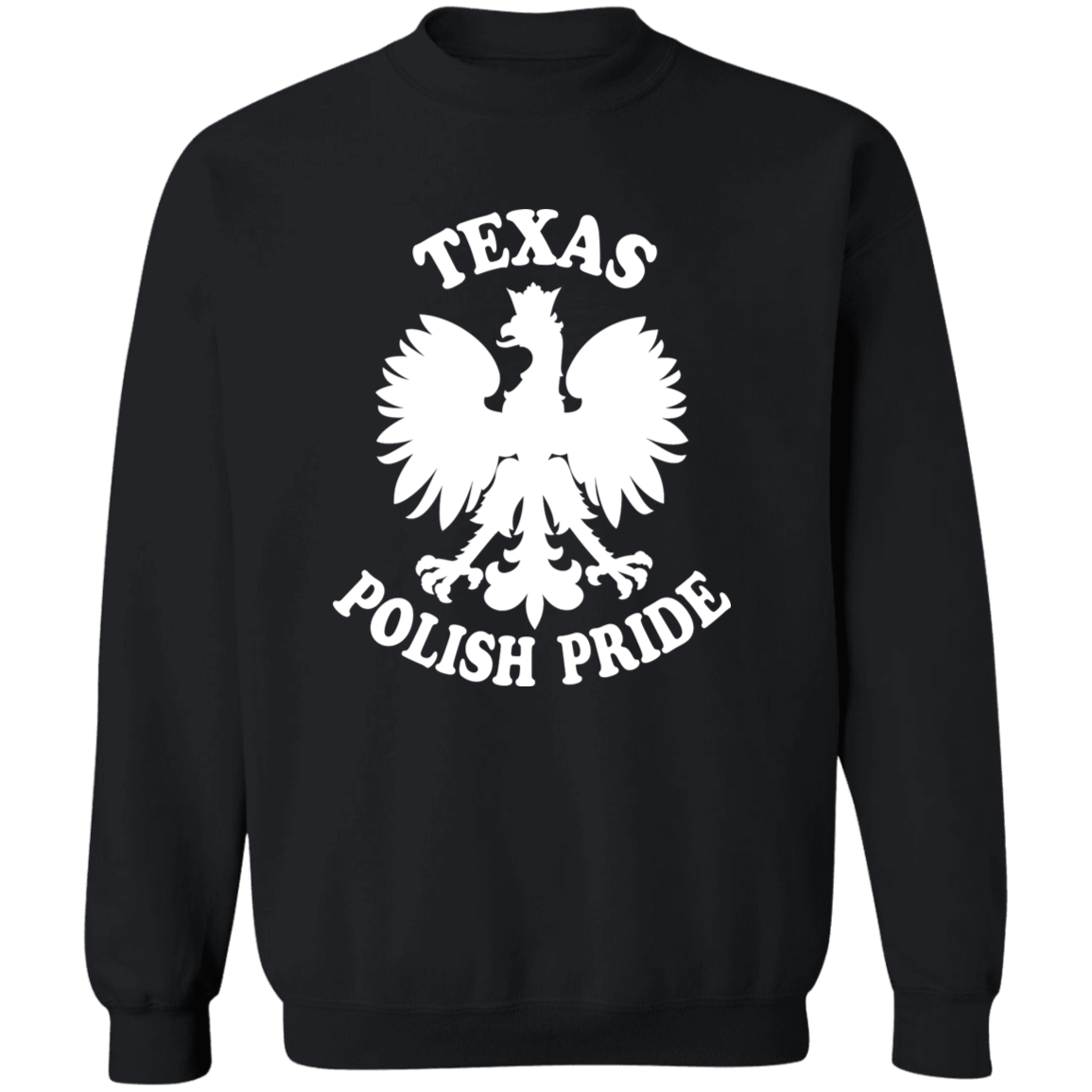 Texas  Polish Pride Apparel CustomCat G180 Crewneck Pullover Sweatshirt Black S