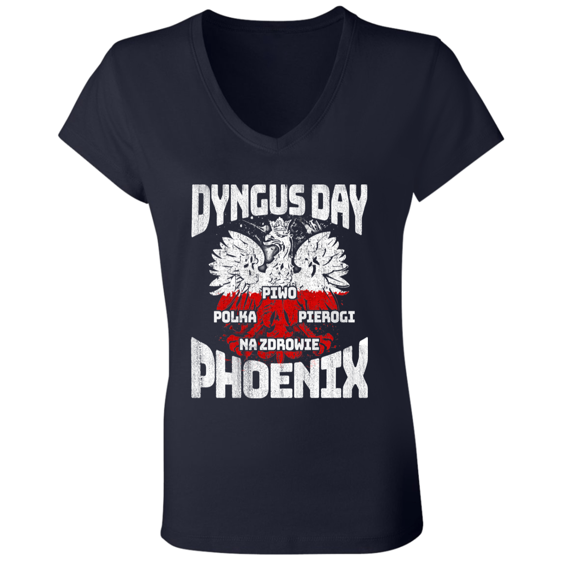 Dyngus Day Phoenix Arizona Apparel CustomCat B6005 Ladies' Jersey V-Neck T-Shirt Navy S