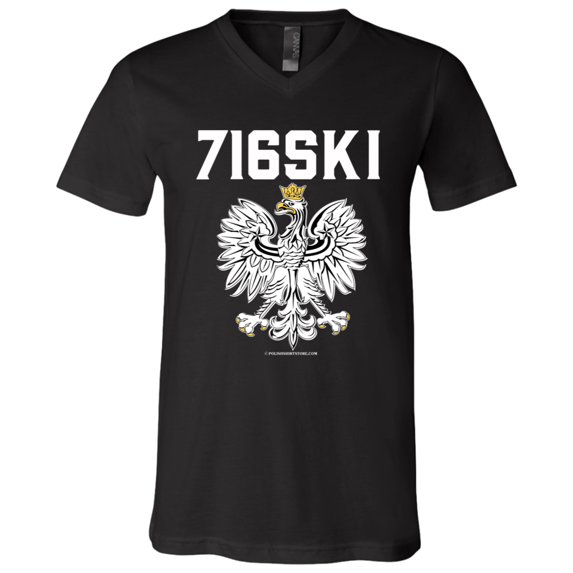 716SKI Apparel CustomCat 3005 Unisex Jersey SS V-Neck T-Shirt Black X-Small