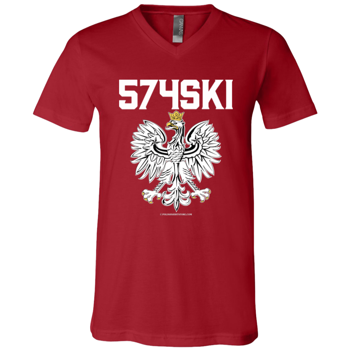 574SKI Apparel CustomCat 3005 Unisex Jersey SS V-Neck T-Shirt Canvas Red X-Small