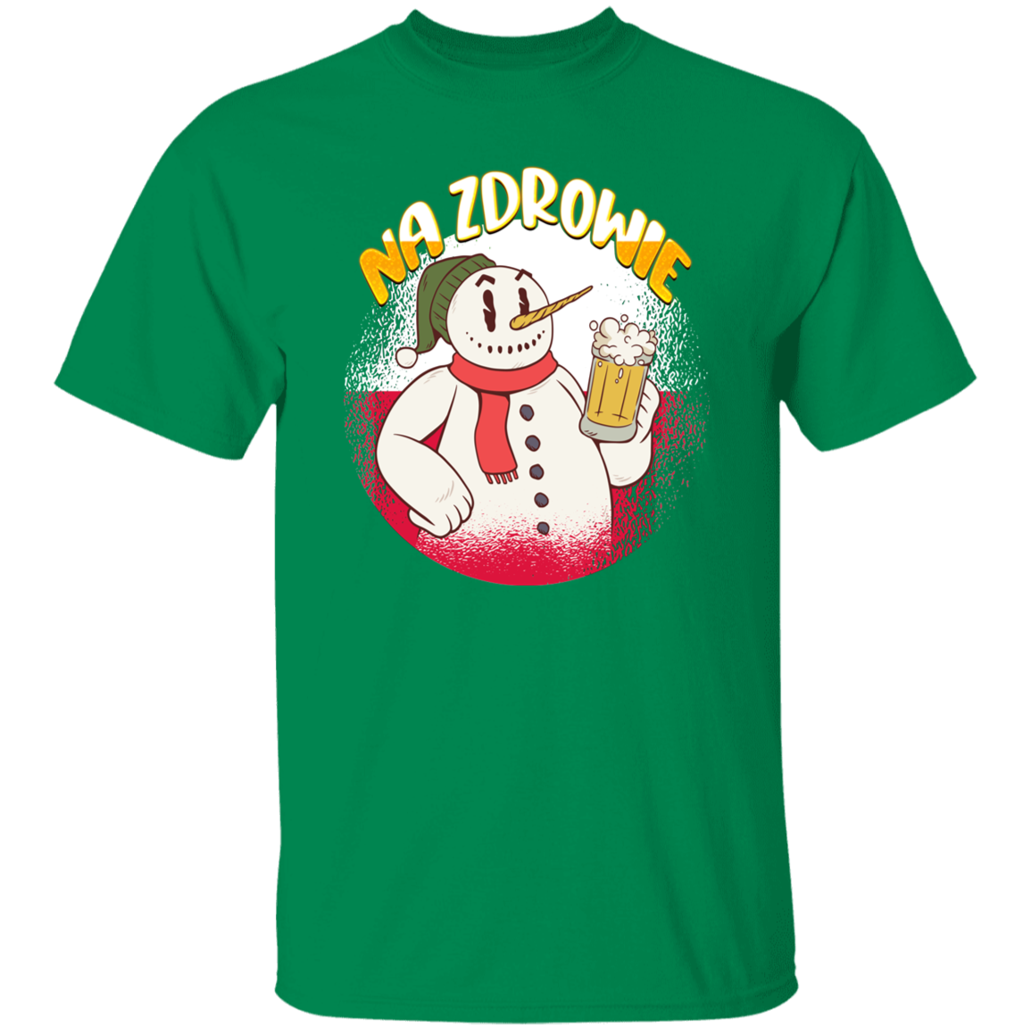 Na Zdrowie Snowman T-Shirts CustomCat Turf Green S 