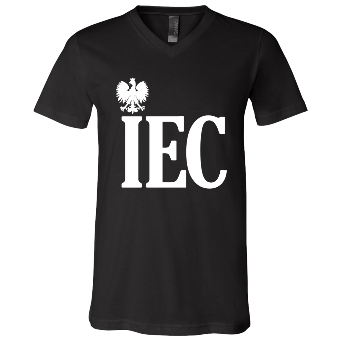 IEC Polish Surname Ending Apparel CustomCat 3005 Unisex Jersey SS V-Neck T-Shirt Black X-Small