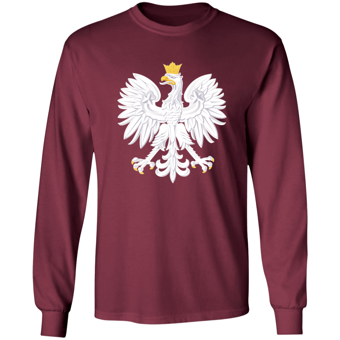 Polish Eagle Long Sleeve Shirt T-Shirts CustomCat Maroon S 