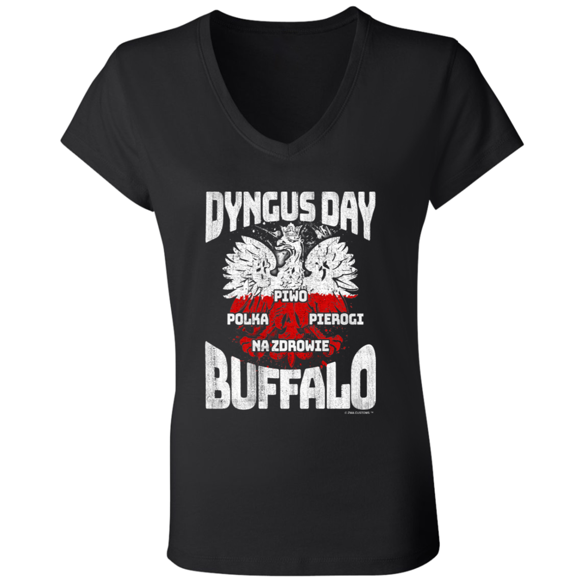 Dyngus Day Buffalo New York Apparel CustomCat B6005 Ladies' Jersey V-Neck T-Shirt Black S