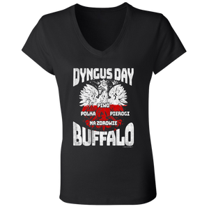 Dyngus Day Buffalo New York - B6005 Ladies' Jersey V-Neck T-Shirt / Black / S - Polish Shirt Store