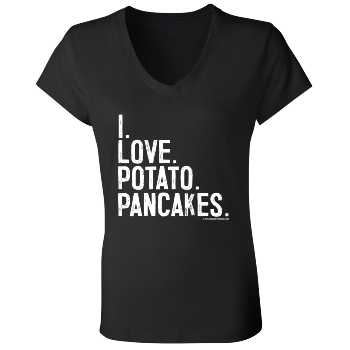 I Love Potato Pancakes Apparel CustomCat B6005 Ladies' Jersey V-Neck T-Shirt Black S